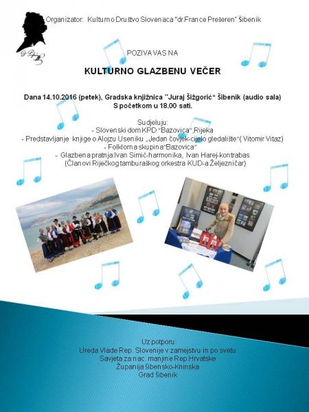 Slovenska kulturno glazbena večer u šibenskoj knjižnici
